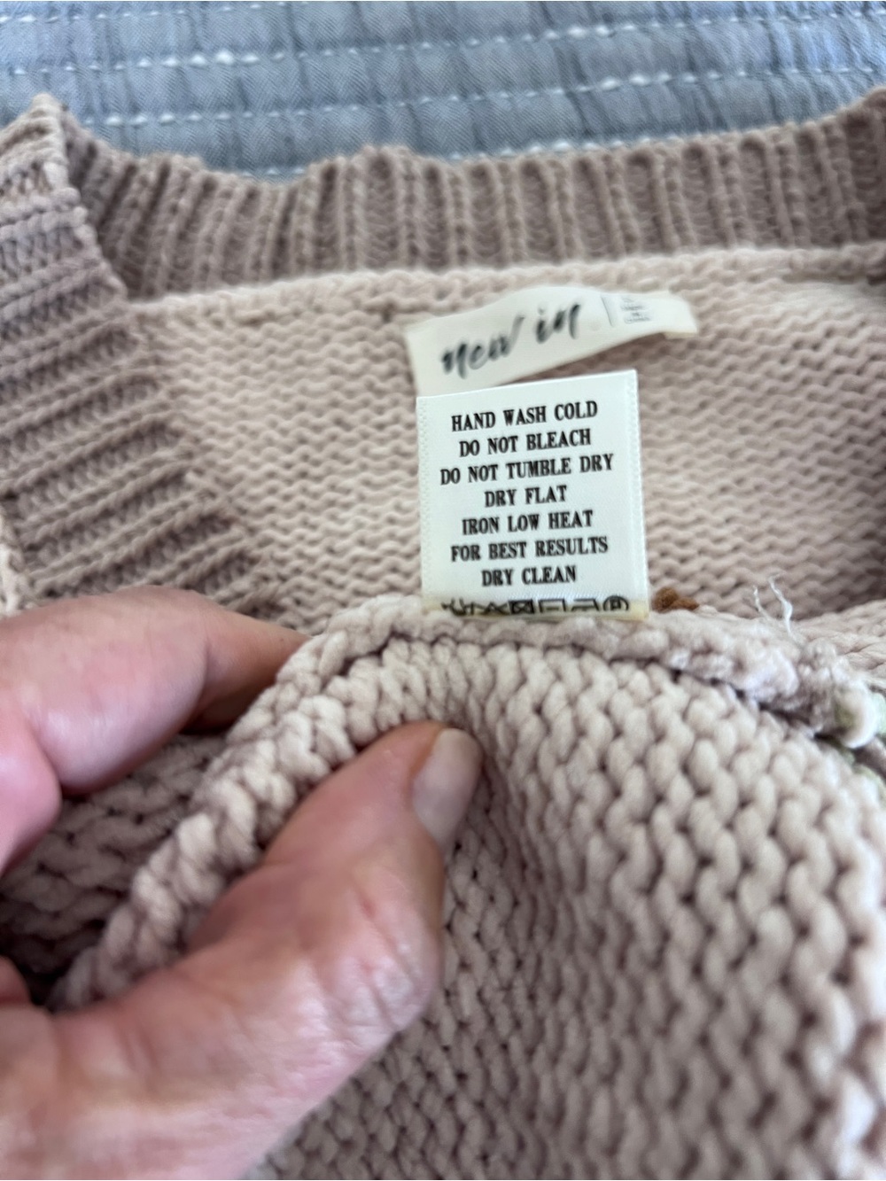 New In Oversized Beige Striped Open-Front Women's Cardigan Sweater - Picture 10 of 11